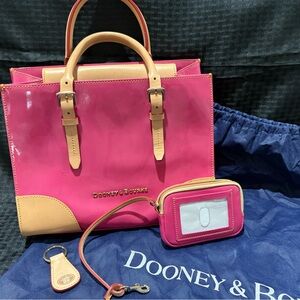Dooney & Bourke Pink and Tan Tote with Accessories